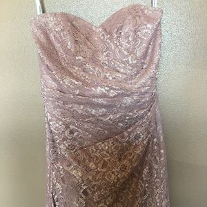David’s Bridal metallic lace bridesmaid dress
